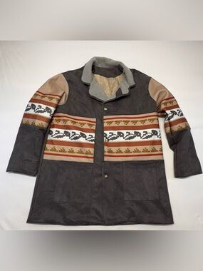 Vintage 90s Southwestern Aztec Faux Suede Jacket – Sherpa Lined  Size Medium